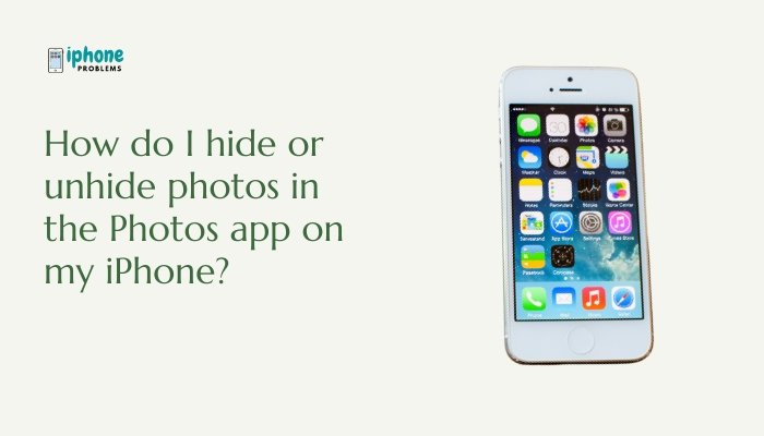 How do I hide or unhide photos in the Photos app on my iPhone?