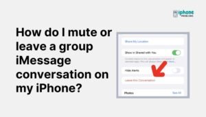How do I mute or leave a group iMessage conversation on my iPhone?