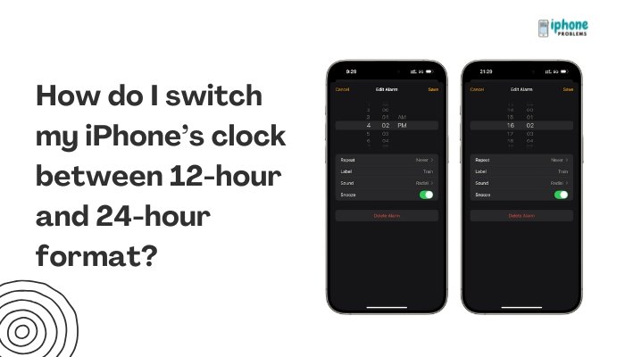 How do I switch my iPhone’s clock between 12-hour and 24-hour format?
