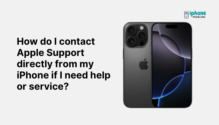 How do I contact Apple Support directly from my iPhone if I need help or service?