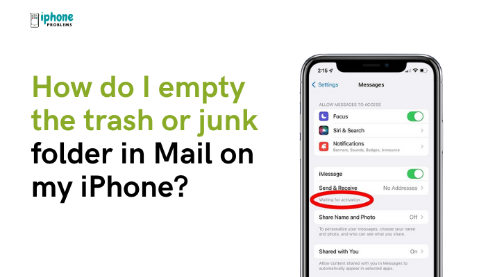 How do I empty the trash or junk folder in Mail on my iPhone?