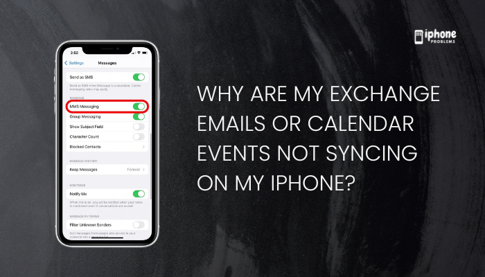 Why are my Exchange emails or calendar events not syncing on my iPhone?